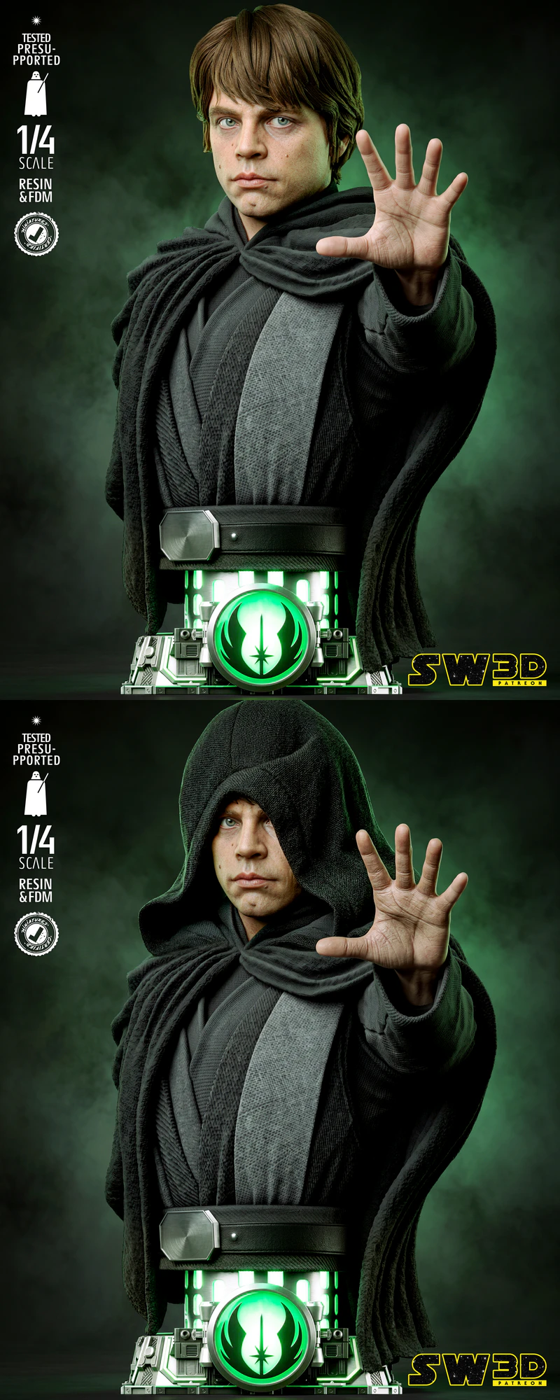 Luke Skywalker Bust Portrait STL model for 3D printing