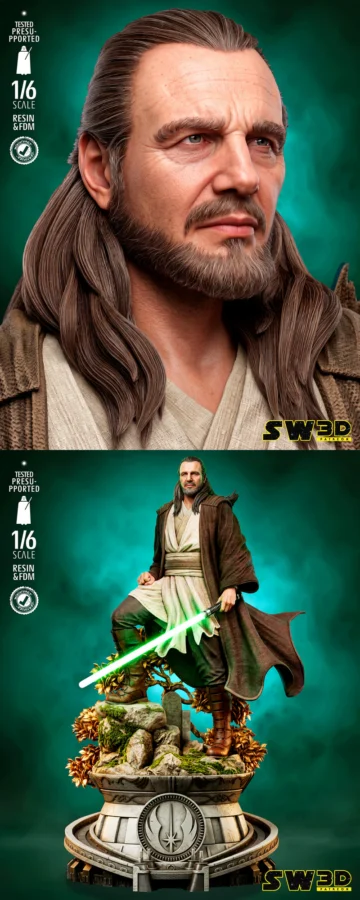 Qui Gon Jin Sculpture STL model for 3D printing