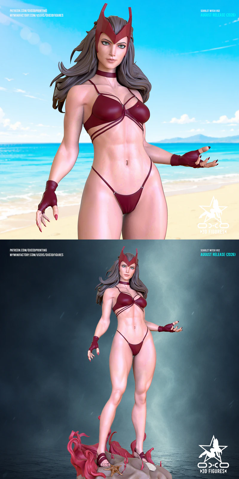 Scarlet Witch Miniature Figure Version 02 STL model for 3D printing