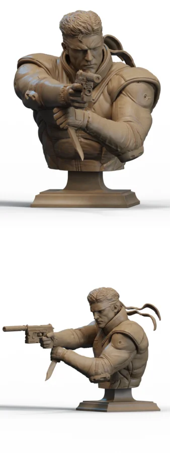 Solid Snake Bust STL model for 3D printing