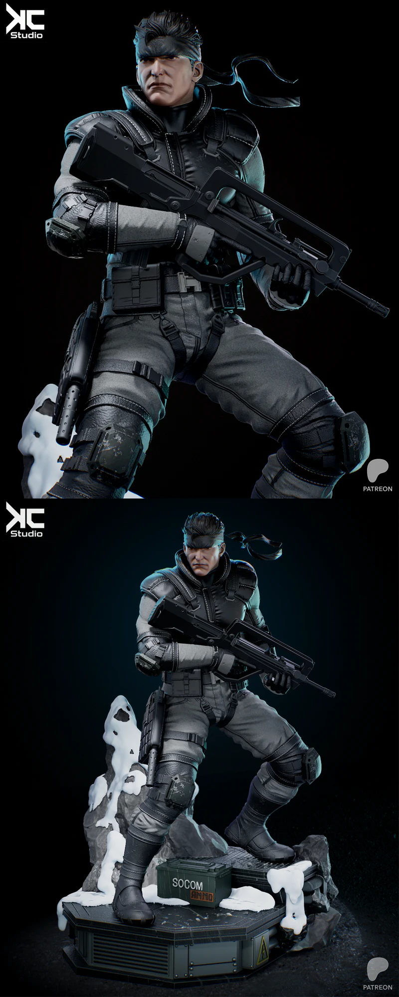 Solid Snake – Metal Gear Solid Fanart STL model for 3D printing