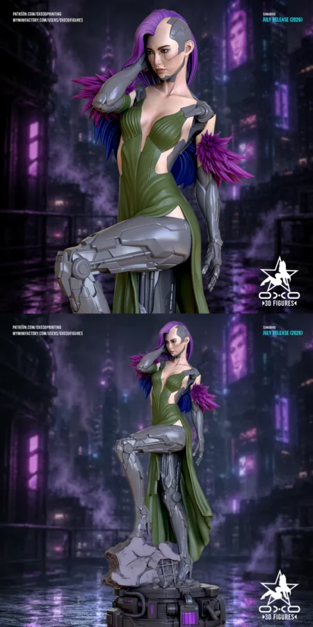 Songbird Cyberpunk Miniature Figure STL model for 3D printing