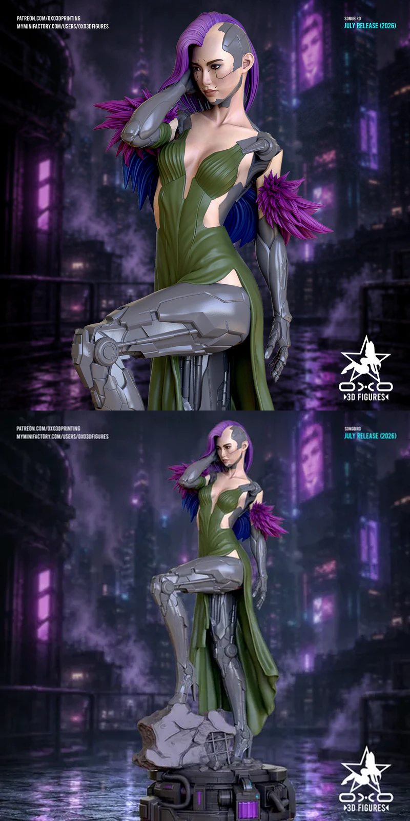 Songbird Cyberpunk Miniature Figure STL model for 3D printing