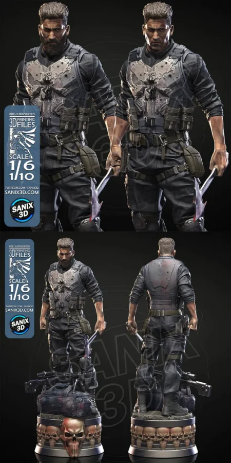 The Punisher 3D Printable Figure STL Model STL model for 3D printing