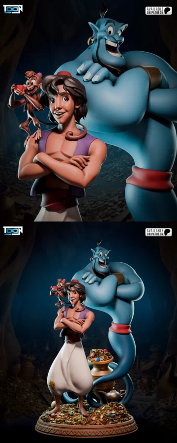 Aladdin and Genie STL model for 3D printing