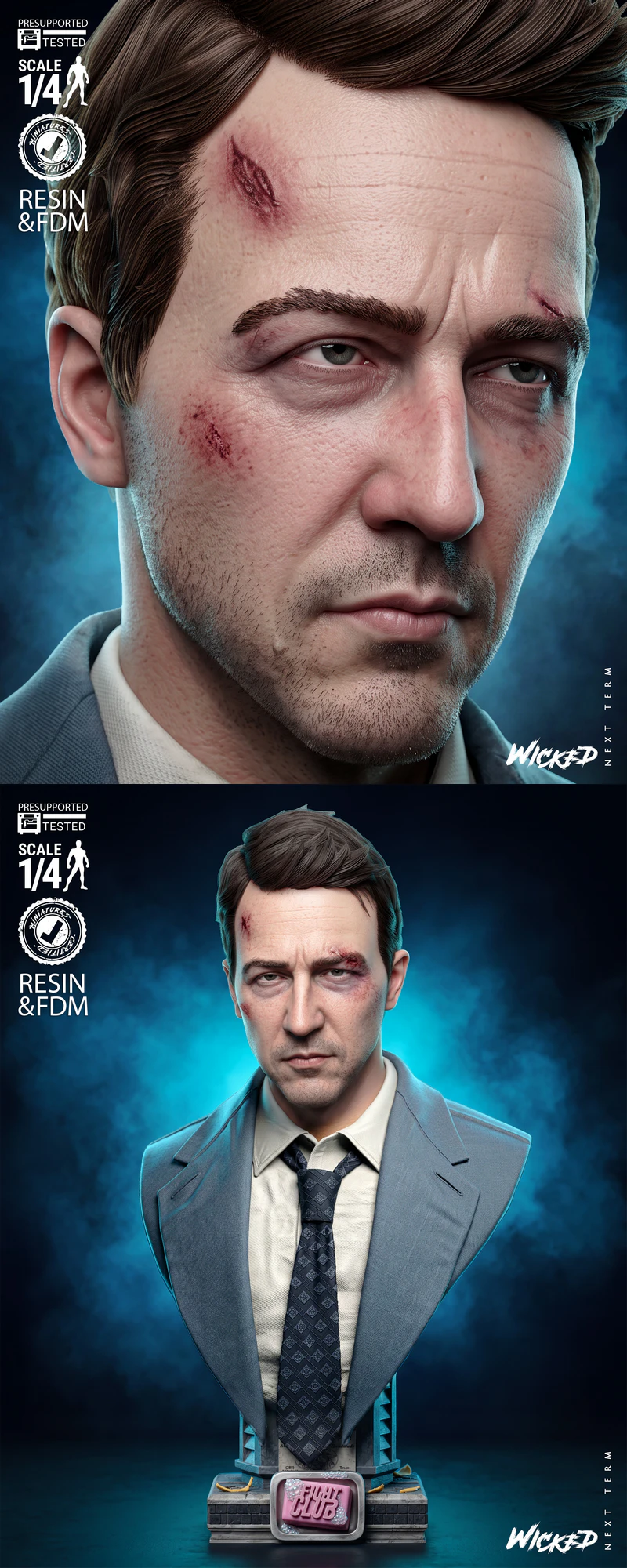 Edward Norton Bust Portrait STL model for 3D printing