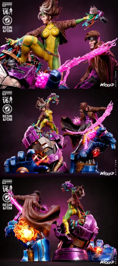 Rogue and Gambit Diorama STL model for 3D printing