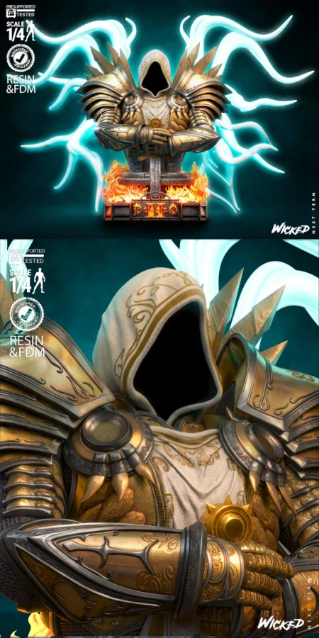 Tyrael Bust STL model for 3D printing