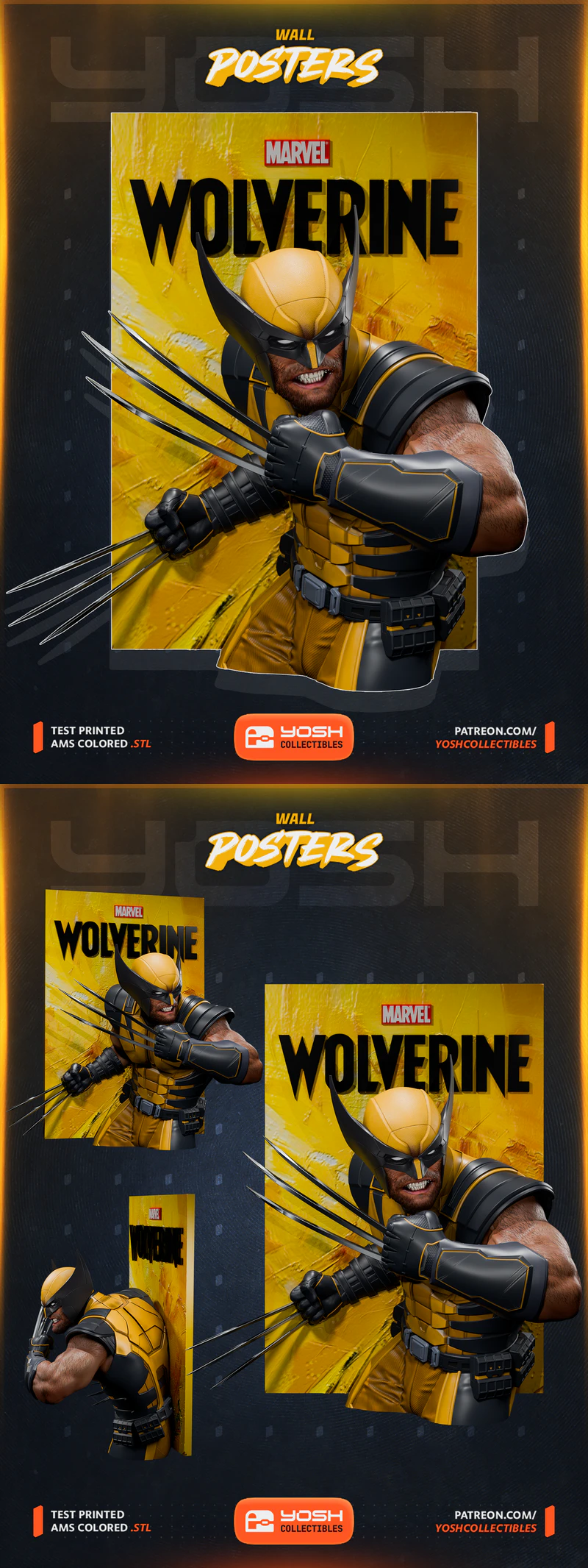 Wolverine PS5 Poster STL model for 3D printing
