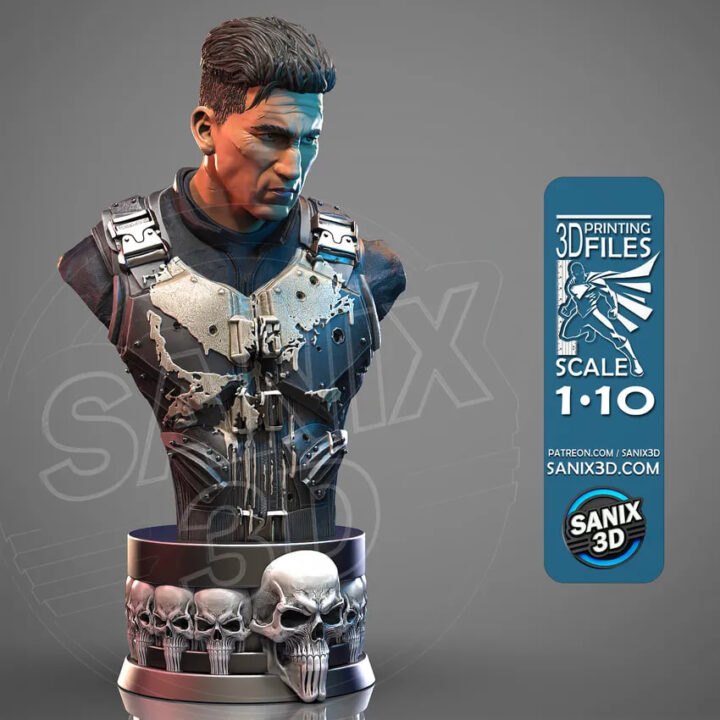 PUNISHER Character Bust STL File for 3D Printing STL model for 3D printing