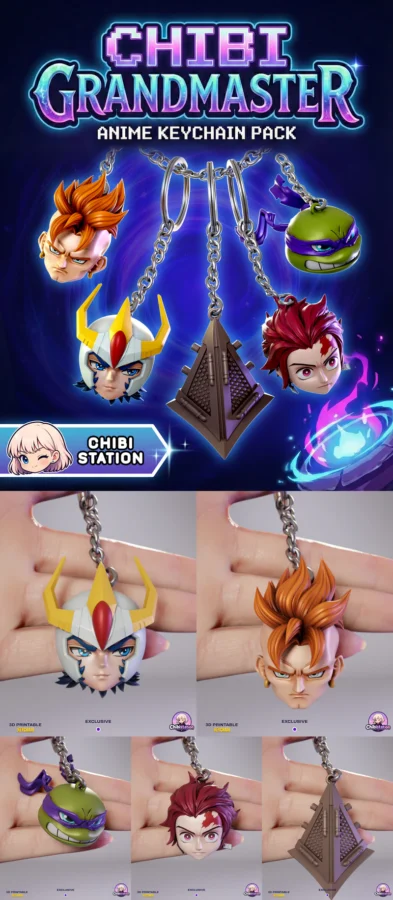 Anime KeyChain Pack STL model for 3D printing