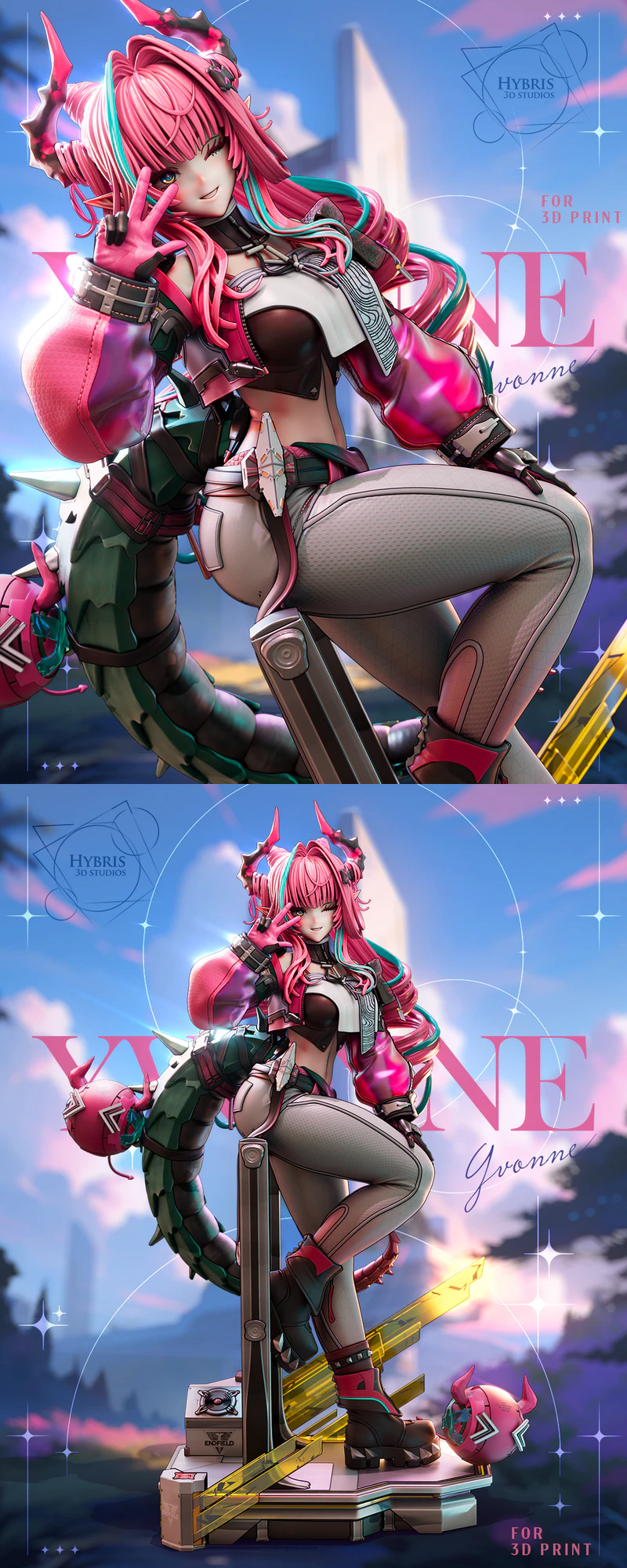 Arknights Yvonne STL model for 3D printing