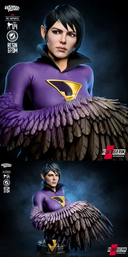 Wonder Twins Jayna Bust STL model for 3D printing