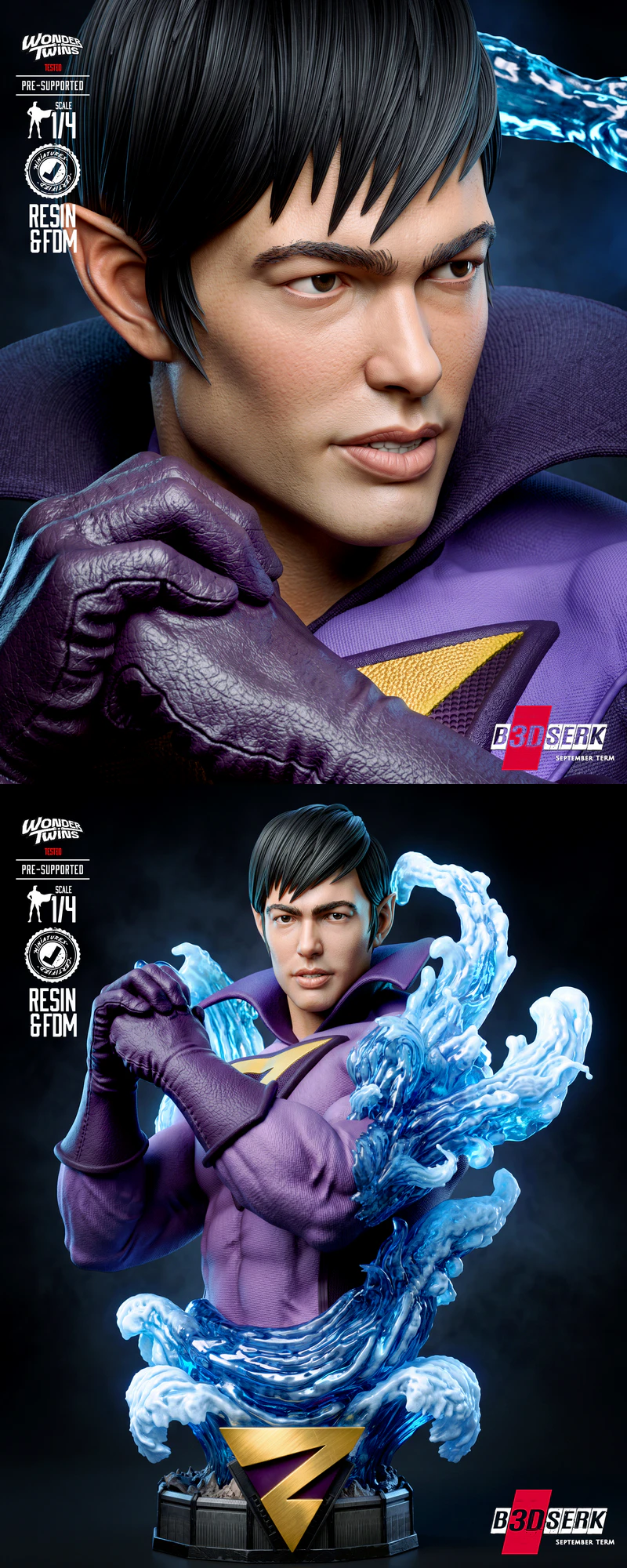 Wonder Twins Zan Bust STL model for 3D printing