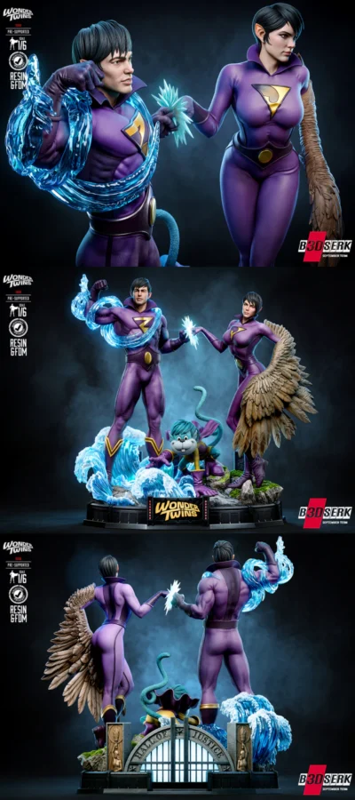 Wonder Twins Zan and Jayna Diorama STL model for 3D printing