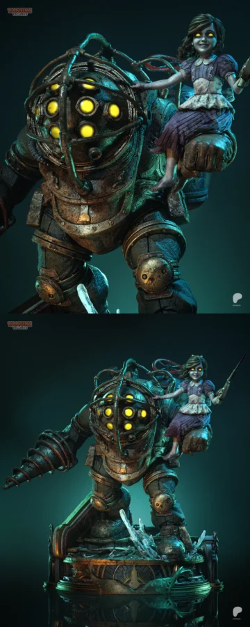 Big Daddy and Little Sister – BioShock STL model for 3D printing