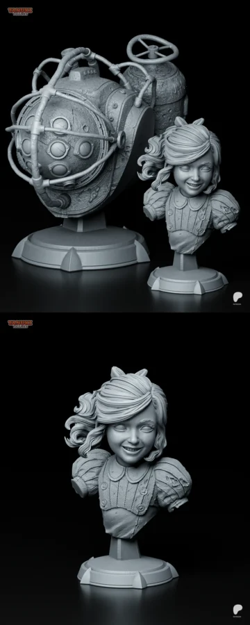 Big Daddy and Little Sister – BioShock – Bust STL model for 3D printing
