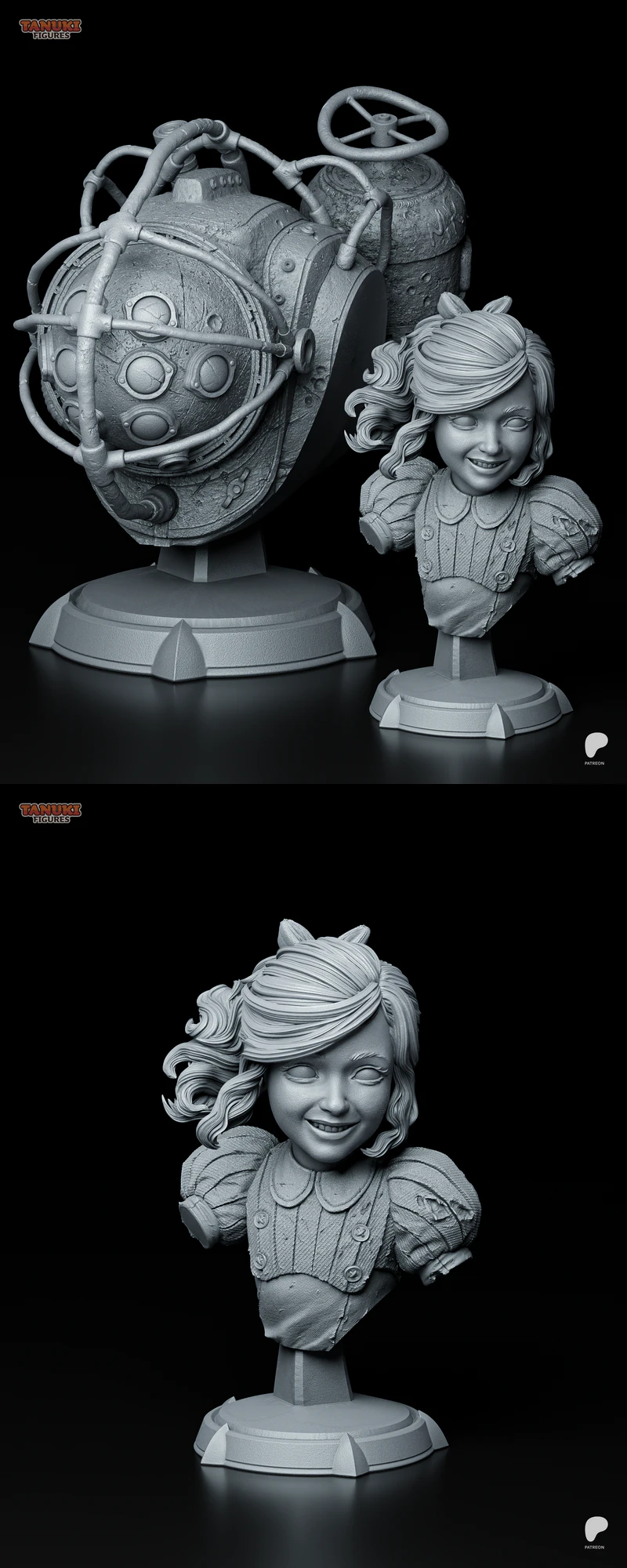 Big Daddy and Little Sister – BioShock – Bust STL model for 3D printing
