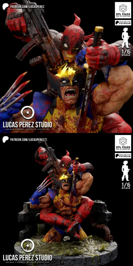 DEADPOOL VS WOLVERINE – COMIC STL model for 3D printing