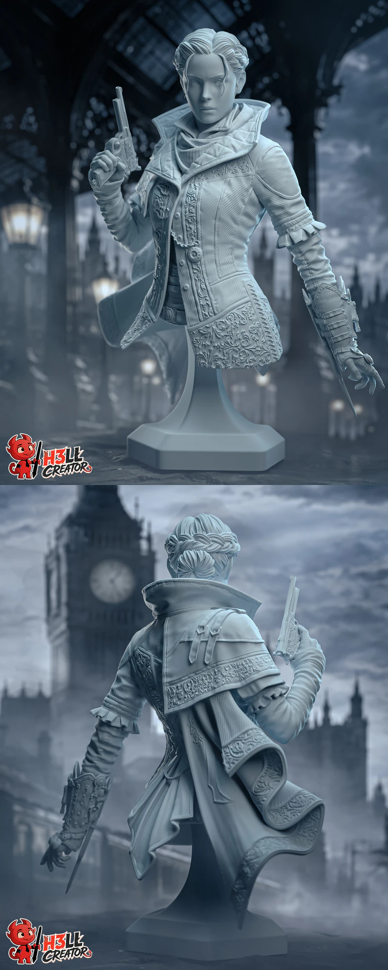 Evie Frye Bust STL model for 3D printing