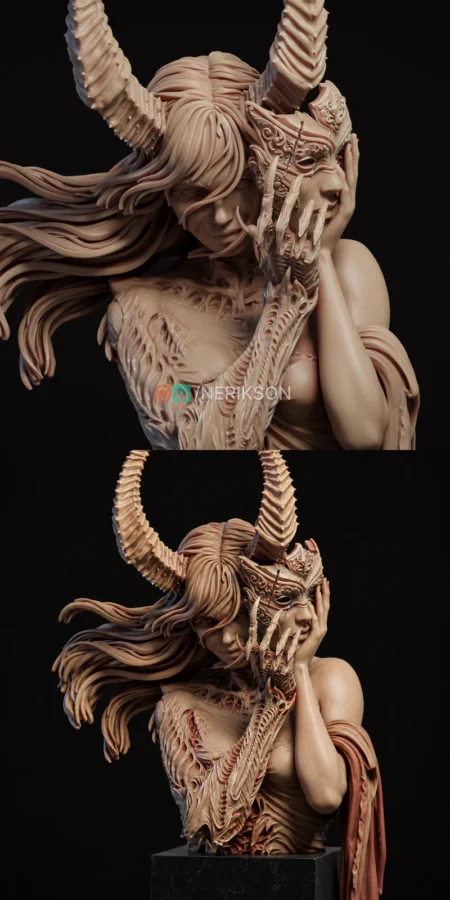 Face of Evil Bust STL model for 3D printing