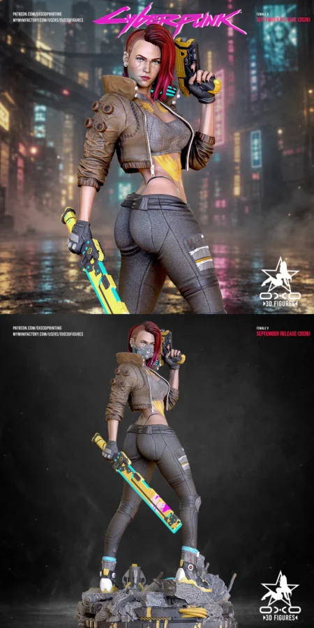 Female V CyberPunk STL model for 3D printing