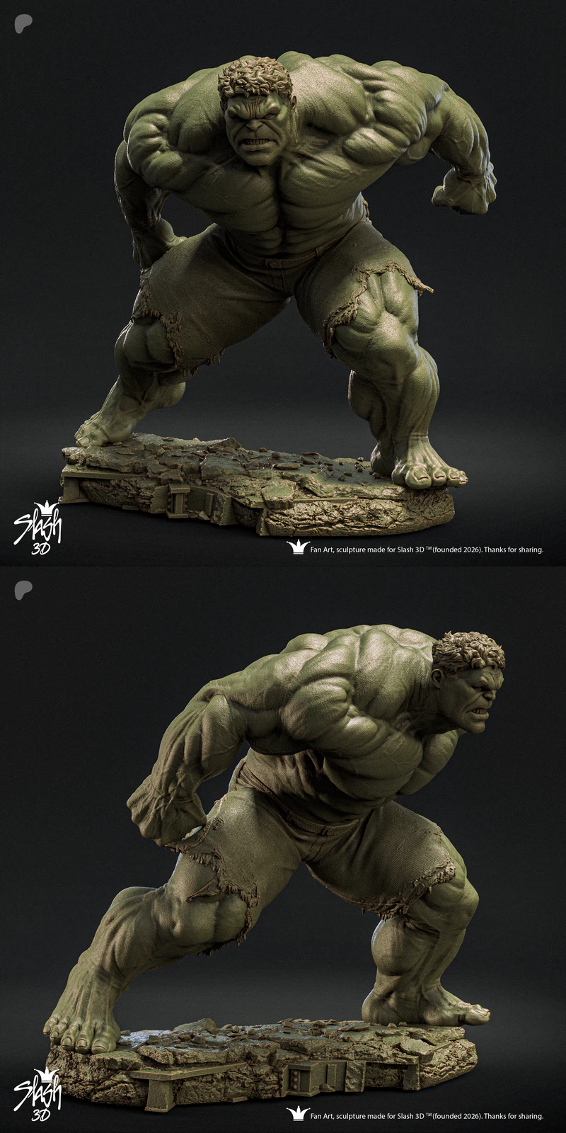 Hulk Unwebbed STL model for 3D printing