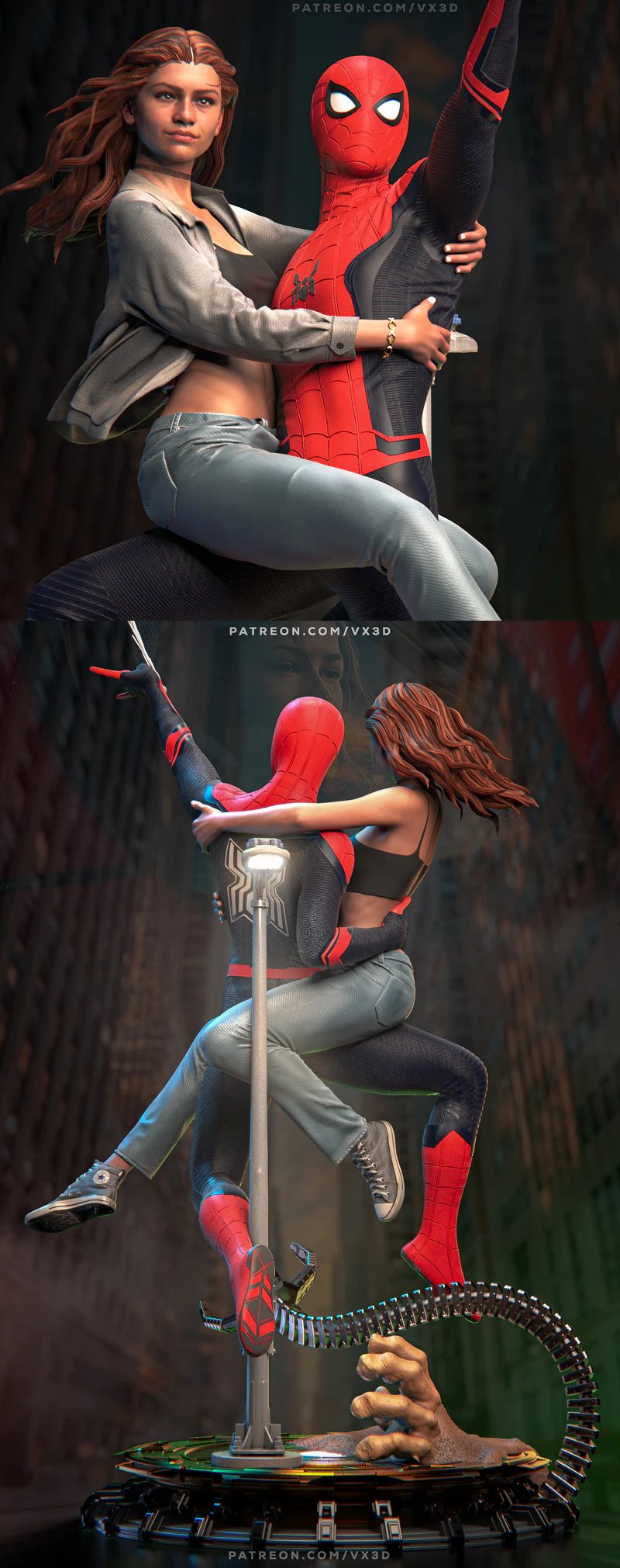 Mary Jane Watson (Zendaya) and Spider-Man STL model for 3D printing