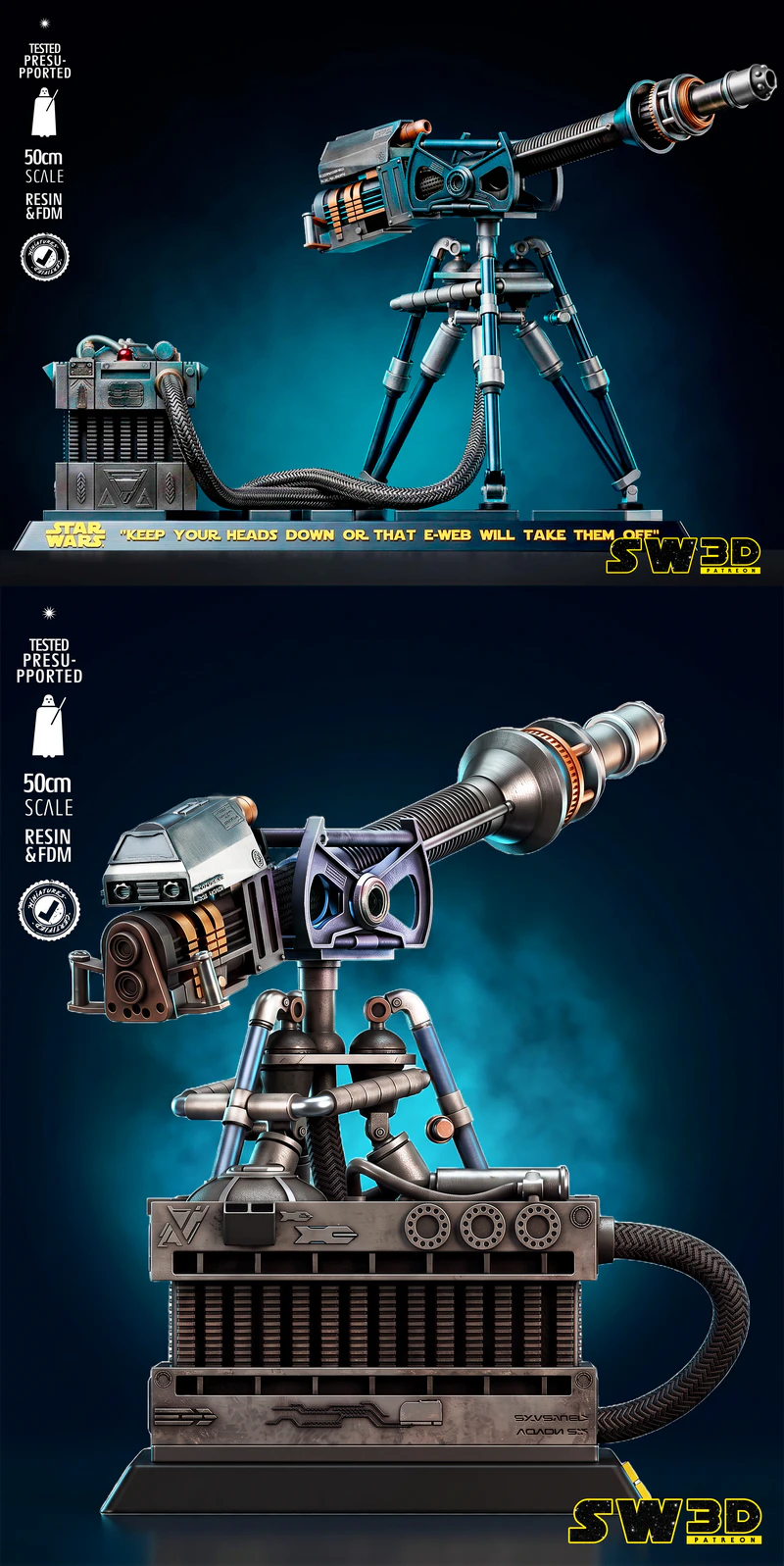E-Web Heavy Blaster STL model for 3D printing