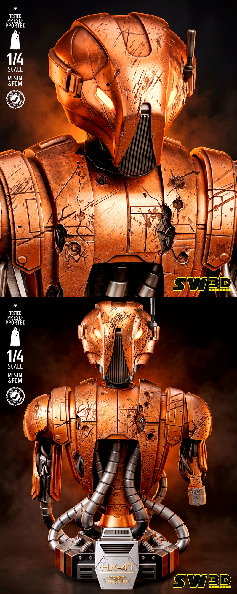 HK47 Droid Bust STL model for 3D printing