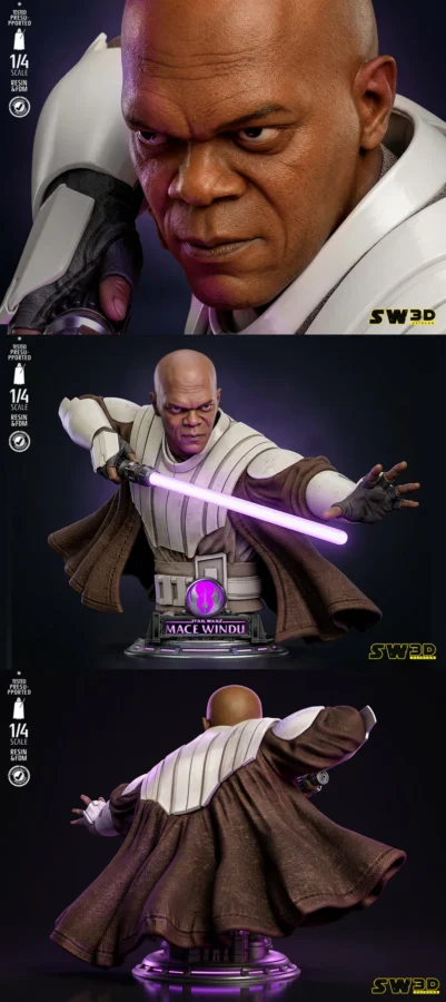 Mace Windu Bust STL model for 3D printing