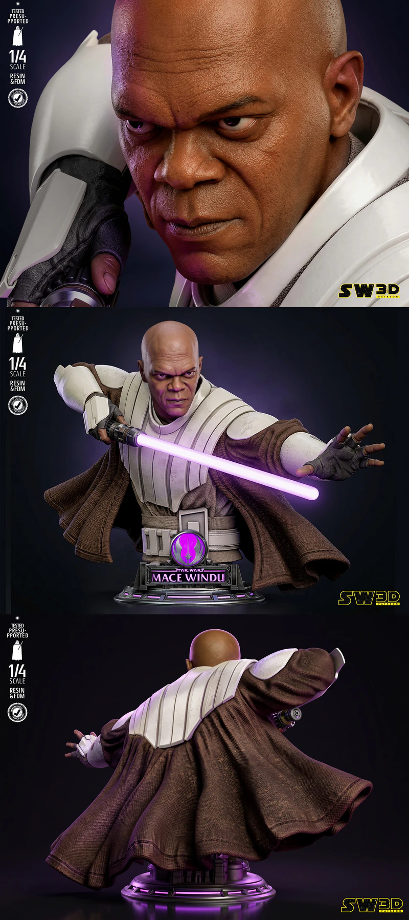 Mace Windu Bust STL model for 3D printing