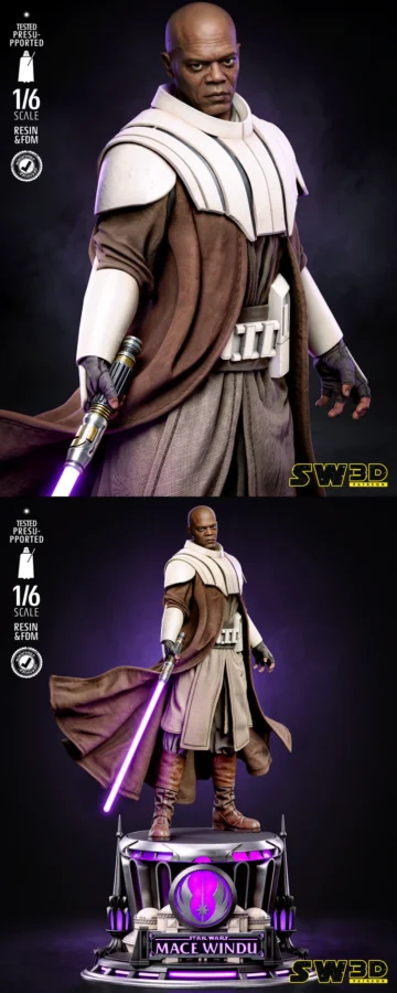 Mace Windu Sculpture STL model for 3D printing
