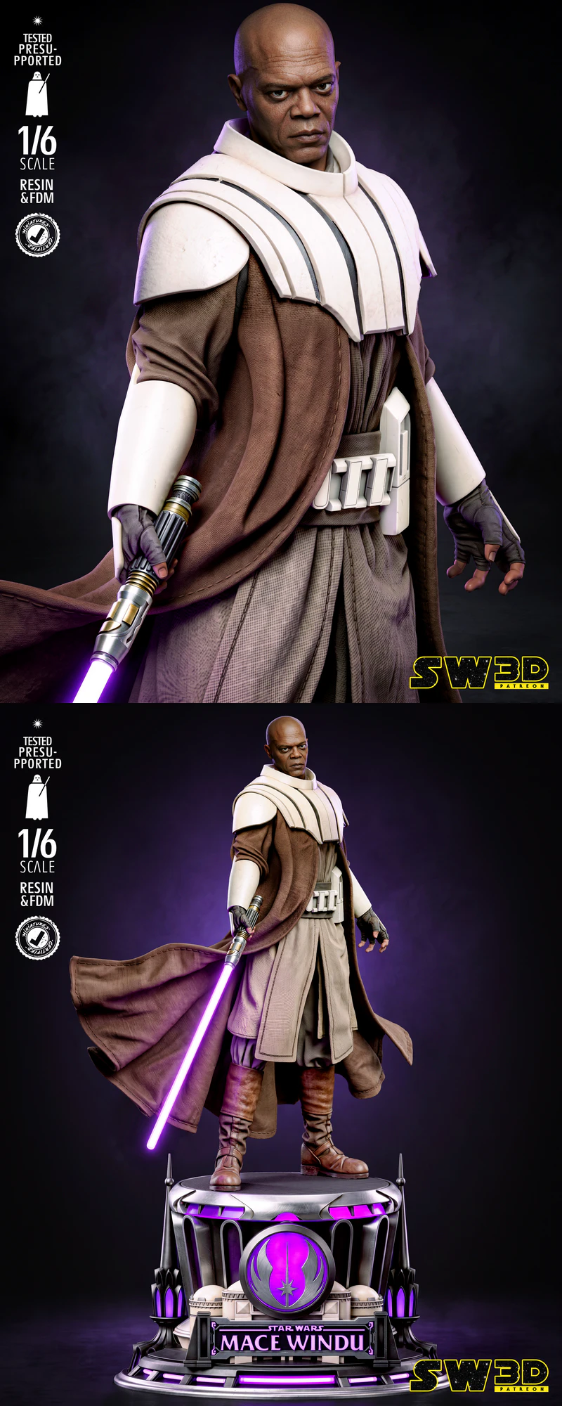 Mace Windu Sculpture STL model for 3D printing
