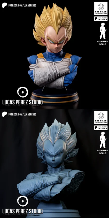 VEGETA BUST – Dragon Ball Z STL model for 3D printing