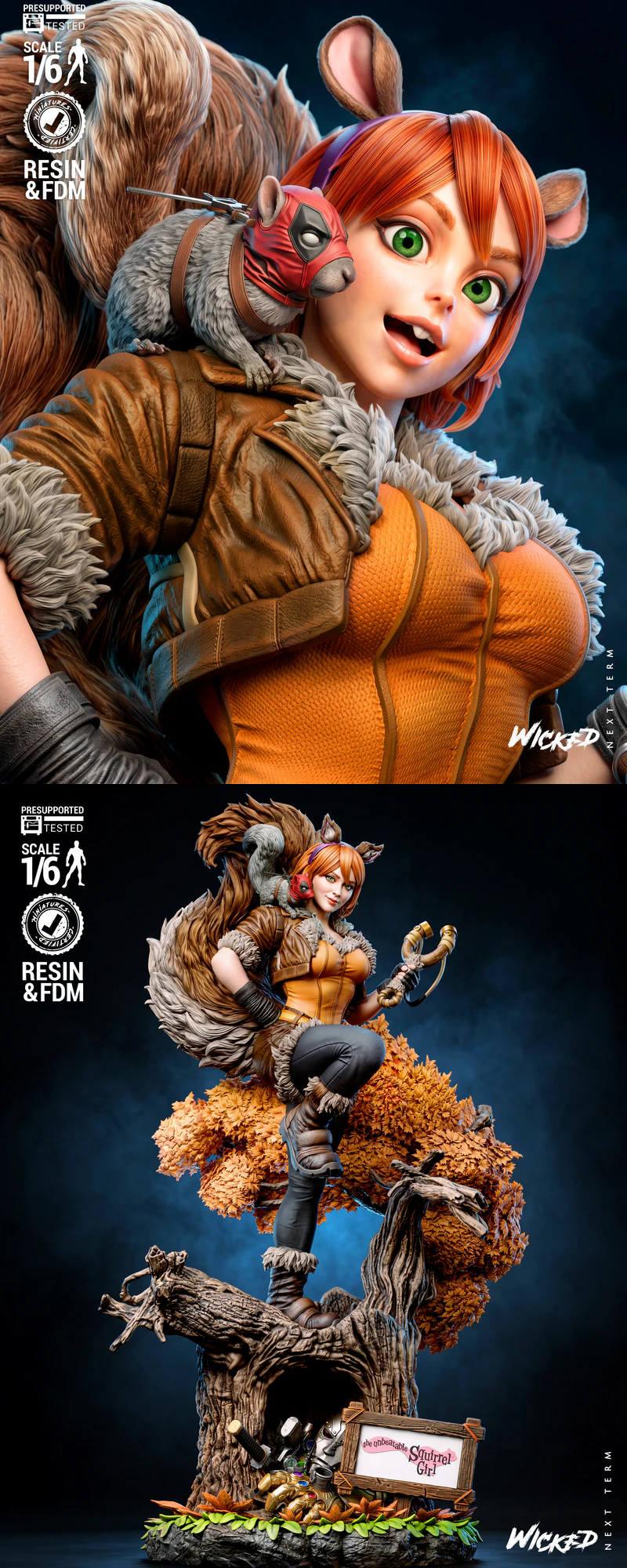 Squirrel Girl Sculpture STL model for 3D printing