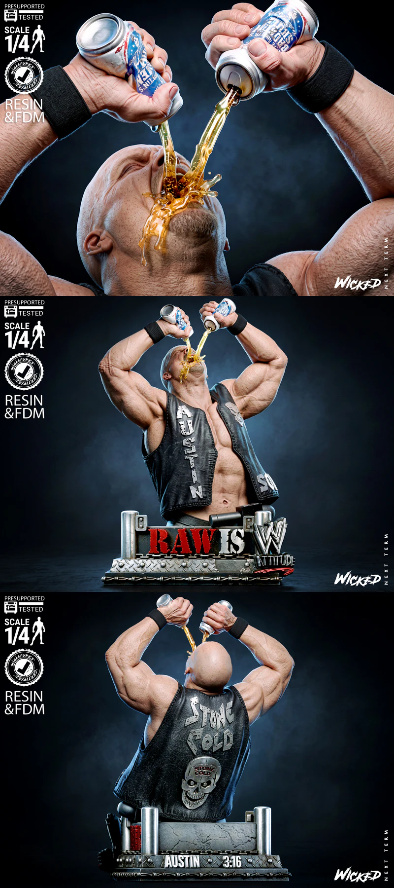 Steve Austin Bust STL model for 3D printing
