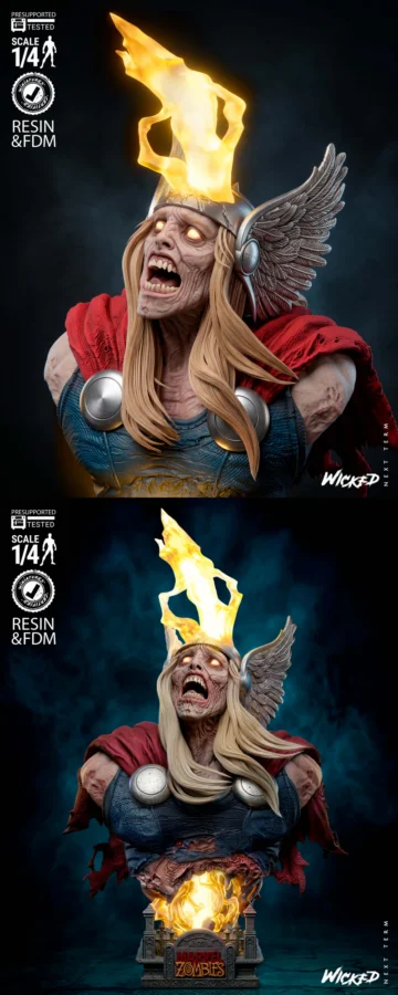 Thor Zombie Portrait Bust STL model for 3D printing