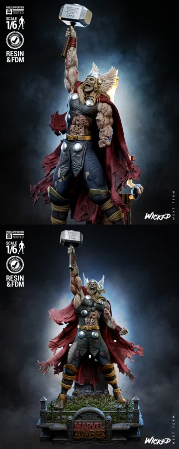 Thor Zombie Sculpture STL model for 3D printing