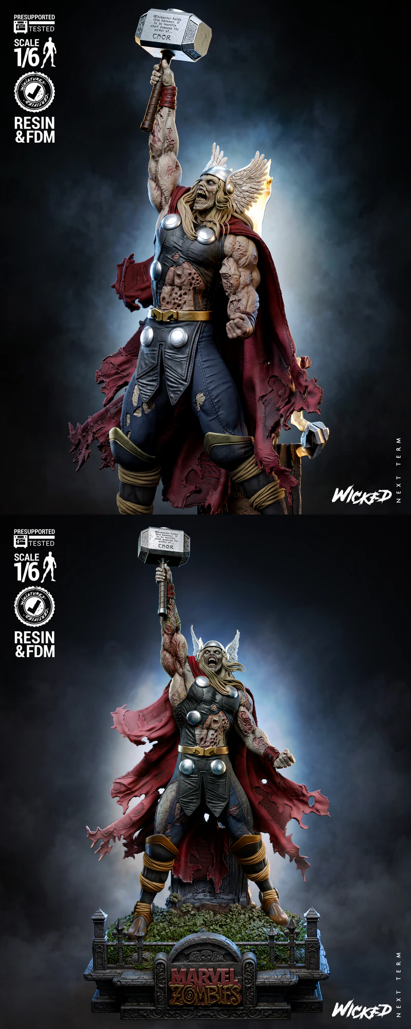 Thor Zombie Sculpture STL model for 3D printing