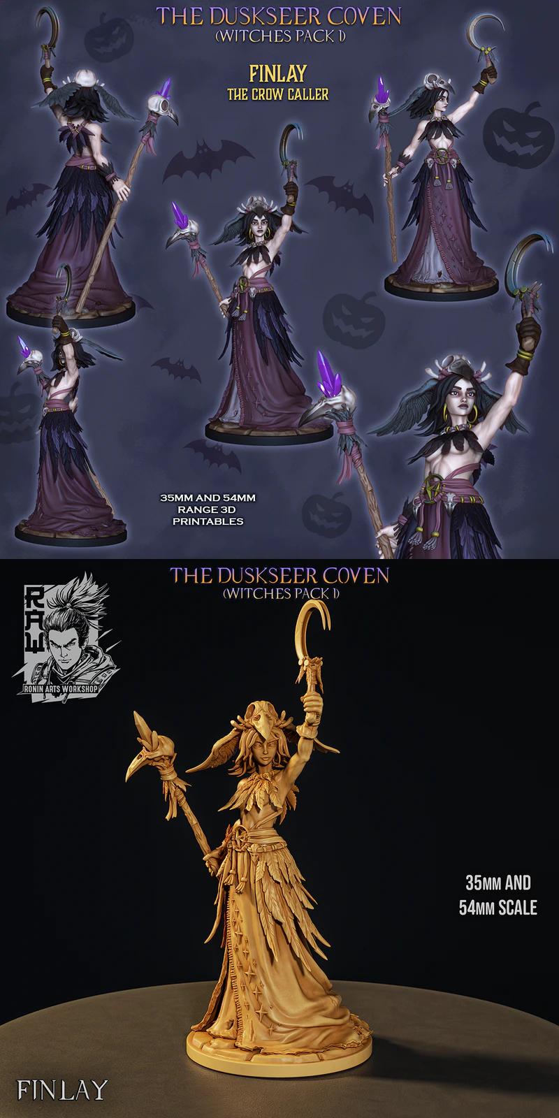 Witch Finlay The Crow Caller STL model for 3D printing
