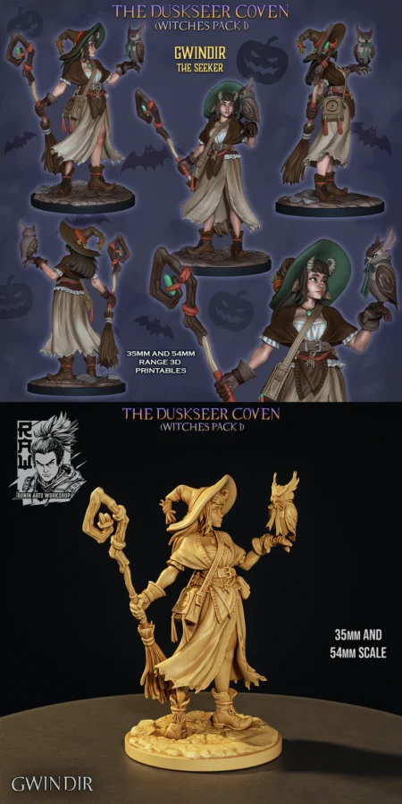 Witch Gwindir The Seeker STL model for 3D printing