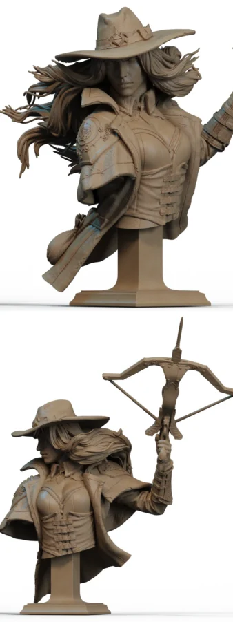 Witch Hunter Bust STL model for 3D printing
